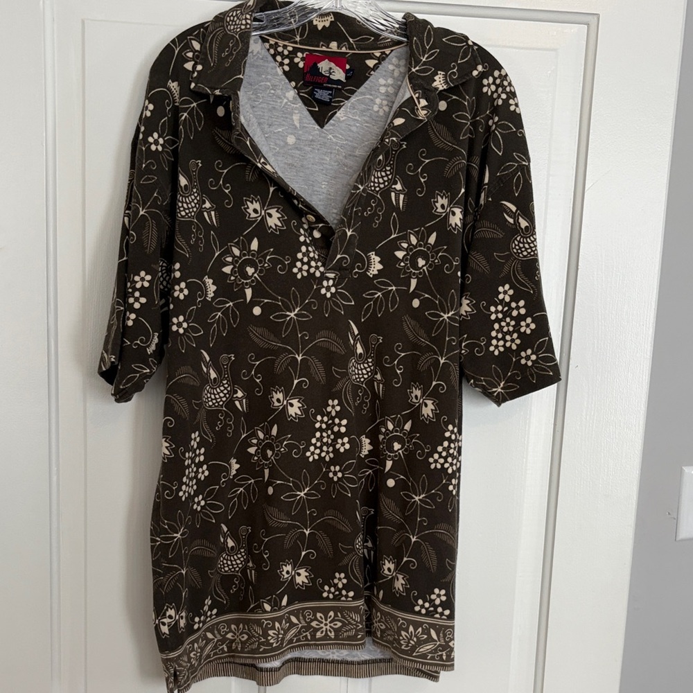 Vintage Tommy Hilfiger short sleeve bird‎ floral button up size L
